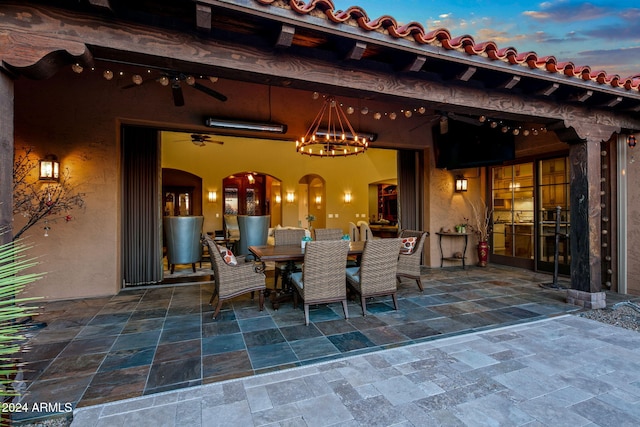 view of patio with ceiling fan