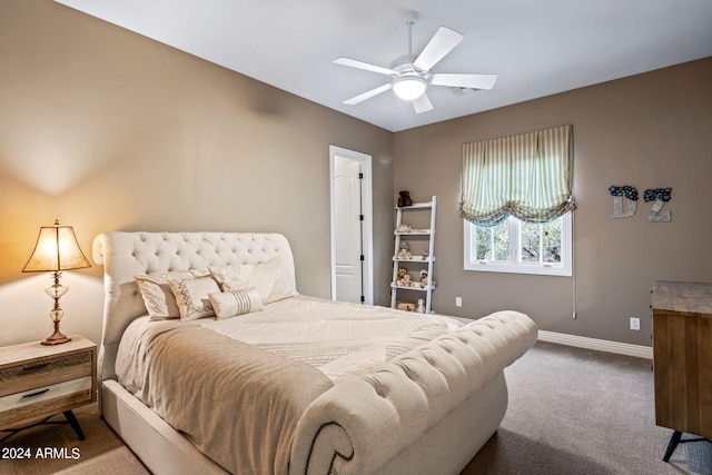 bedroom with carpet and ceiling fan