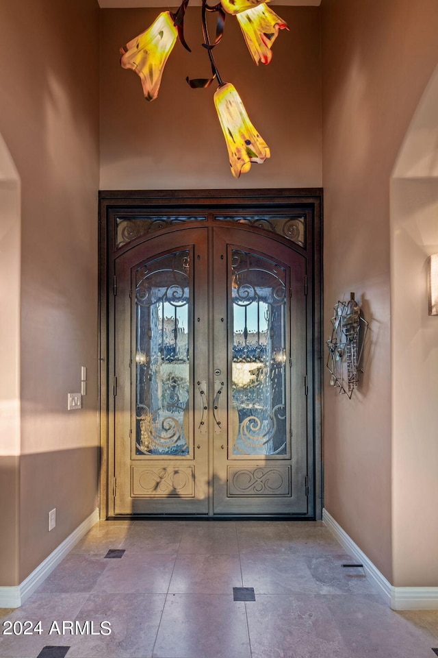 property entrance with french doors