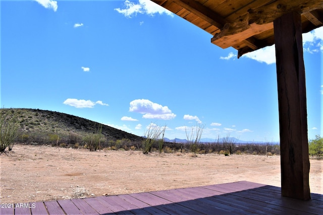 deck featuring a mountain view