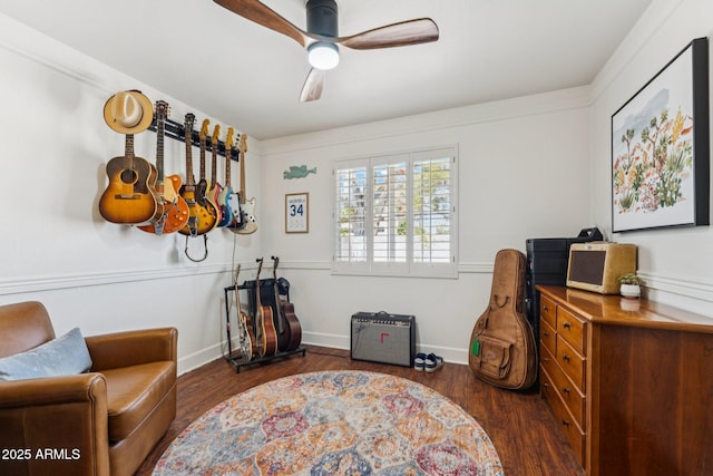 3201 E Colter St, Phoenix, AZ 85018 - sitting room featuring a ceiling fan and wood finished floors