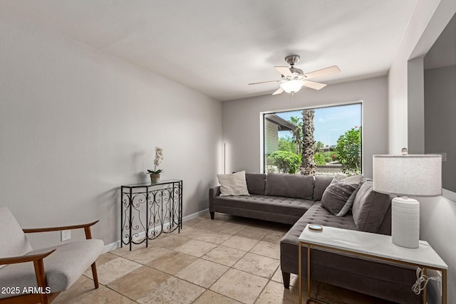 6417 E Kings Ave, Scottsdale, AZ 85254 - living area with ceiling fan and baseboards