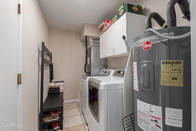 6417 E Kings Ave, Scottsdale, AZ 85254 - laundry room with cabinet space, electric water heater, and independent washer and dryer