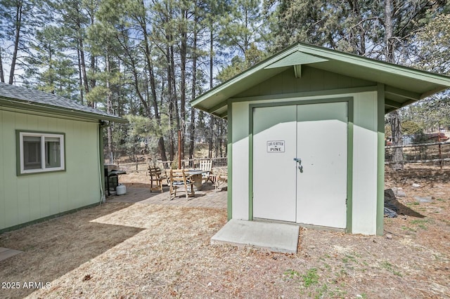 view of shed