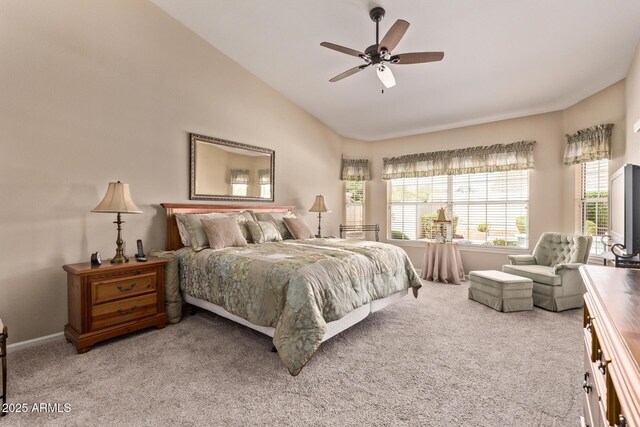 7648 W Mauna Loa Ln, Peoria, AZ 85381 - carpeted bedroom with vaulted ceiling and ceiling fan