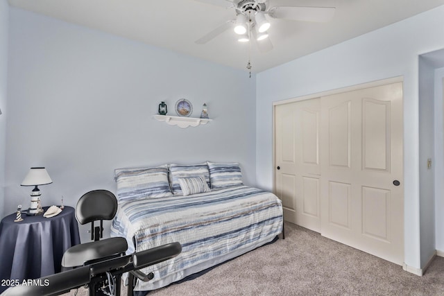 7648 W Mauna Loa Ln, Peoria, AZ 85381 - bedroom featuring carpet, a closet, ceiling fan, and baseboards