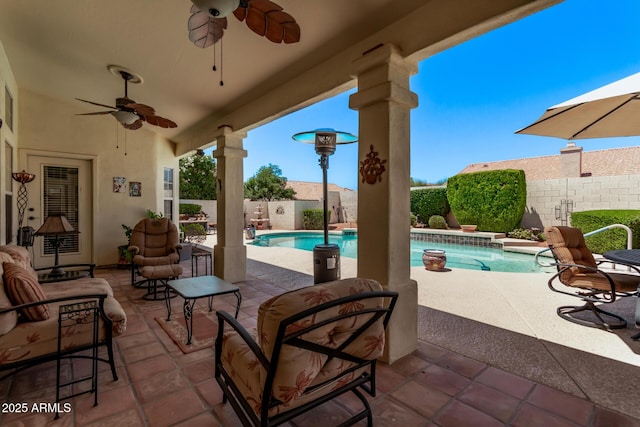7648 W Mauna Loa Ln, Peoria, AZ 85381 - view of pool with a fenced backyard, ceiling fan, and a patio