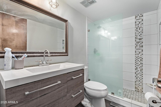 7474 E Earll Dr Unit 311, Scottsdale, AZ 85251 - full bathroom featuring toilet, a stall shower, and vanity