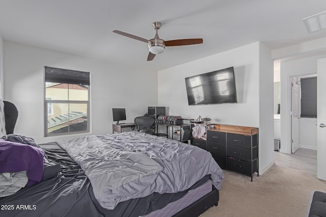 3714 S 58th Dr, Phoenix, AZ 85043 - bedroom with light carpet, ceiling fan, and a desk