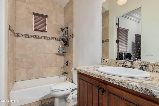 21615 E Pegasus Pkwy, Queen Creek, AZ 85142 - bathroom with toilet, vanity, and washtub / shower combination