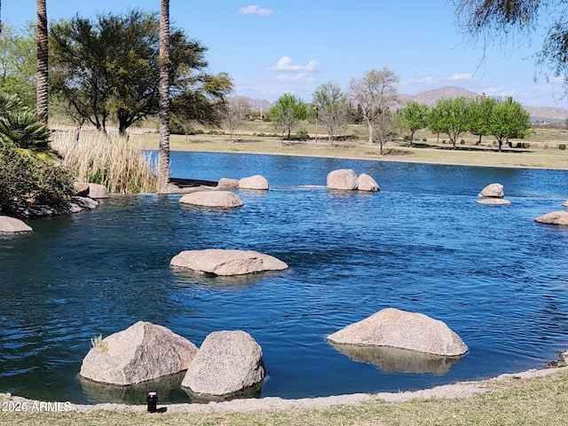 view of water feature with a mountain view