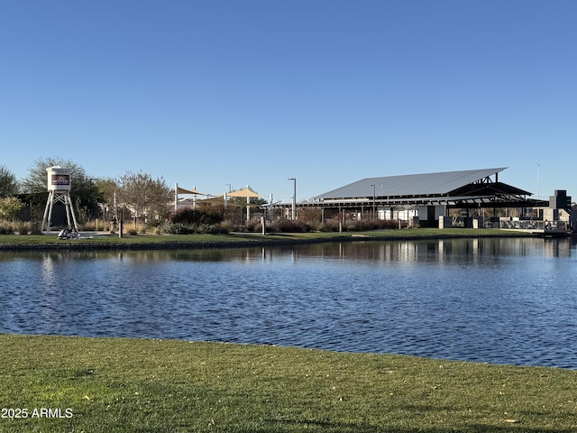 property view of water featuring a gazebo