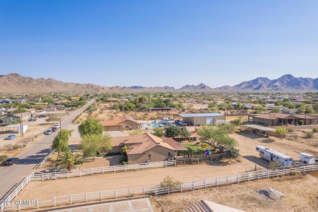 drone / aerial view featuring a mountain view