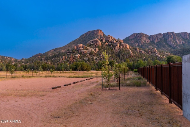 view of mountain feature featuring a rural view