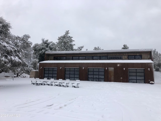 exterior space featuring a garage