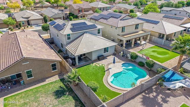 bird's eye view with a residential view