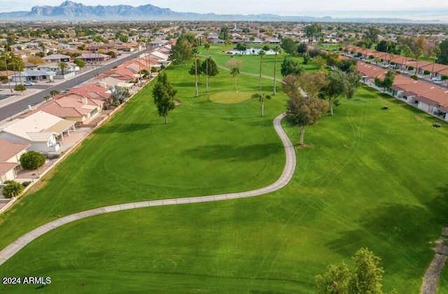 bird's eye view with a mountain view