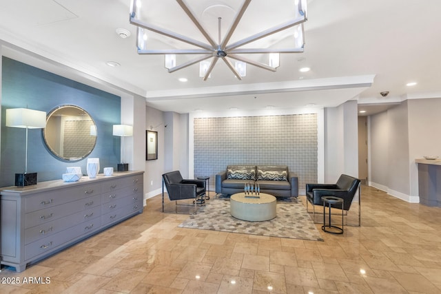 interior space with a notable chandelier