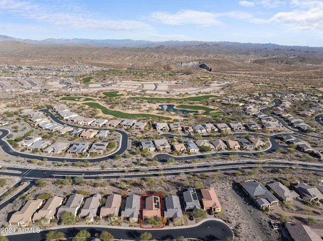 bird's eye view with a mountain view