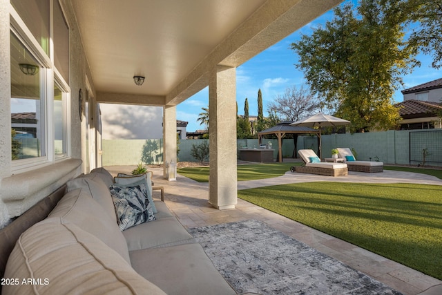 view of patio with an outdoor living space