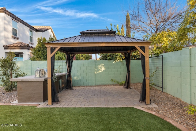 view of patio / terrace with a gazebo