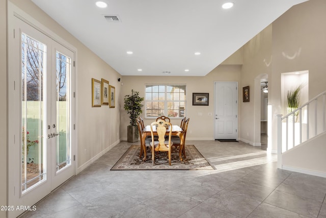 dining area featuring french doors