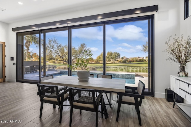 dining room with hardwood / wood-style flooring