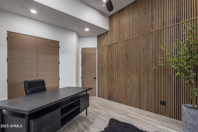 office space featuring light wood-type flooring