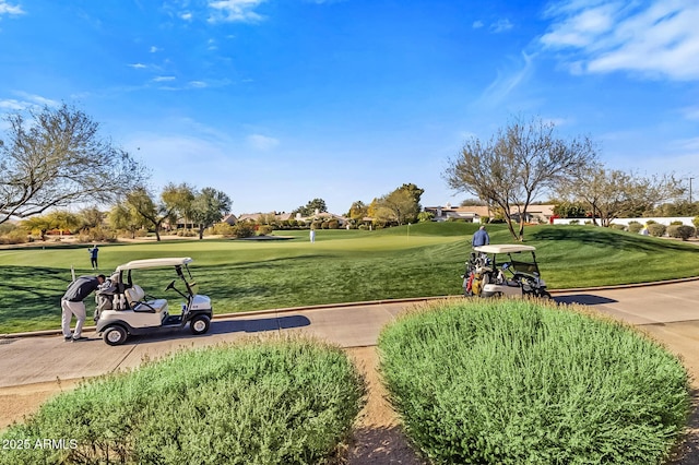 view of property's community featuring a lawn