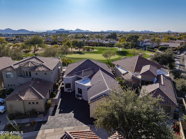 drone / aerial view with a mountain view