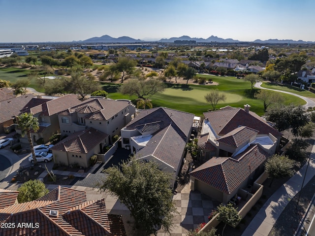 drone / aerial view with a mountain view