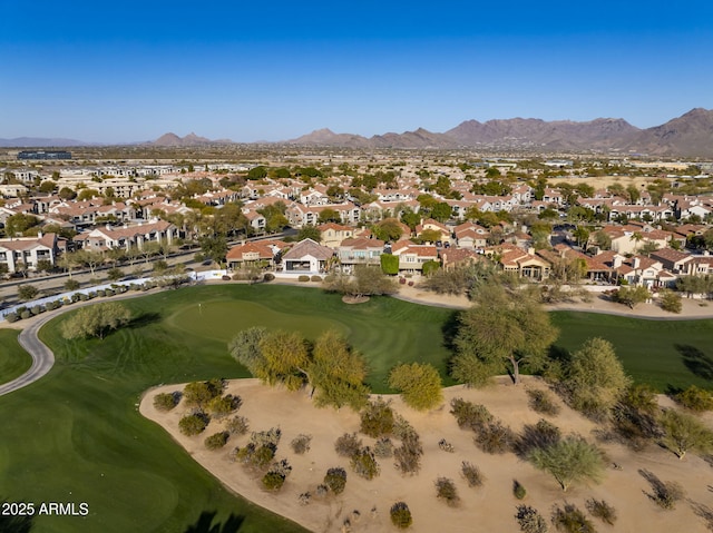 drone / aerial view featuring a mountain view