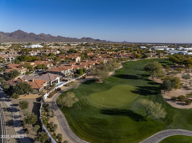 drone / aerial view featuring a mountain view