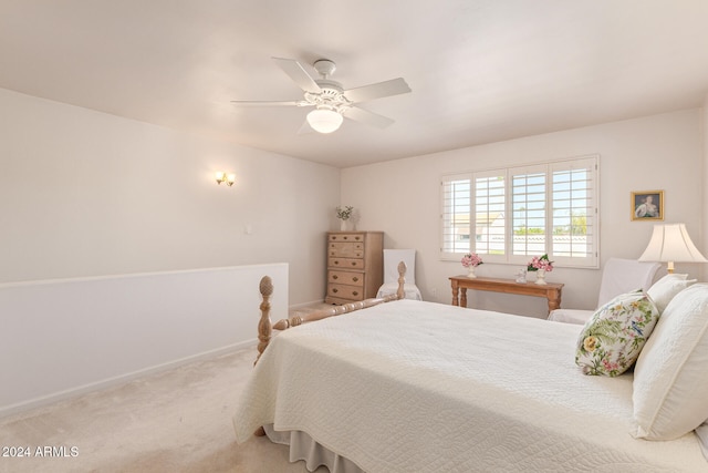 bedroom featuring carpet floors and ceiling fan