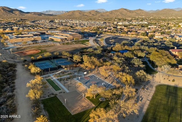 aerial view with a mountain view