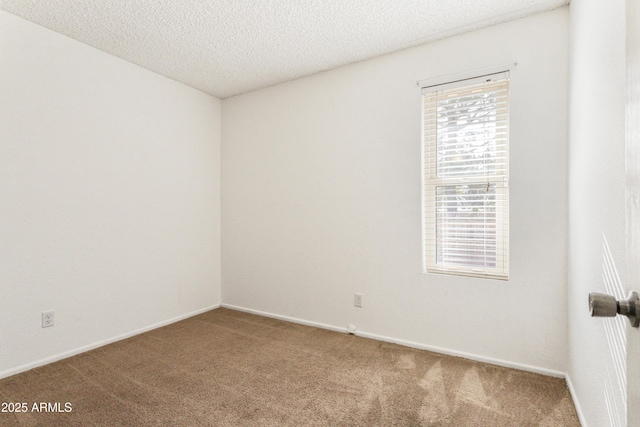 carpeted empty room with a textured ceiling