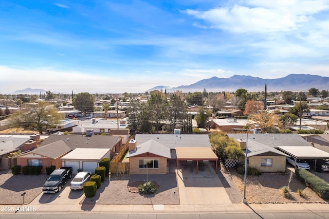 aerial view with a mountain view