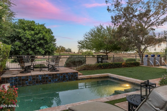 6929 E Montreal Pl, Scottsdale, AZ 85254 - view of pool with a patio area, fence, and a lawn