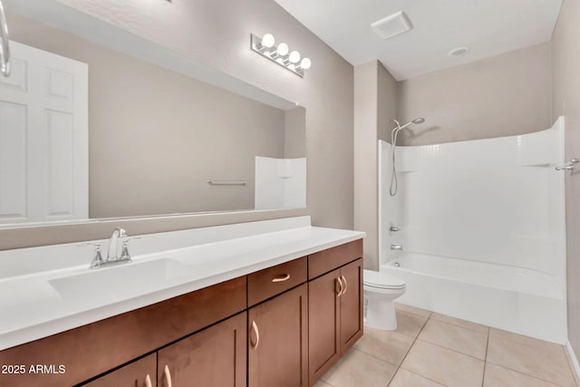 10160 E Harvest Rd, Florence, AZ 85132 - bathroom featuring toilet, tile patterned floors, vanity, and tub / shower combination