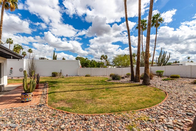 view of yard featuring a fenced backyard