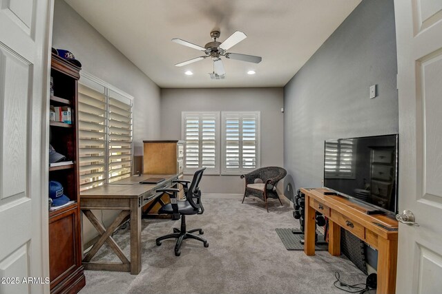 10249 E Kinetic Dr, Mesa, AZ 85212 - carpeted office with ceiling fan, baseboards, and recessed lighting
