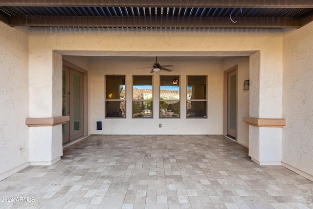 view of patio with ceiling fan