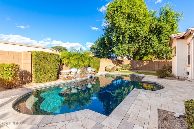 view of swimming pool with a patio