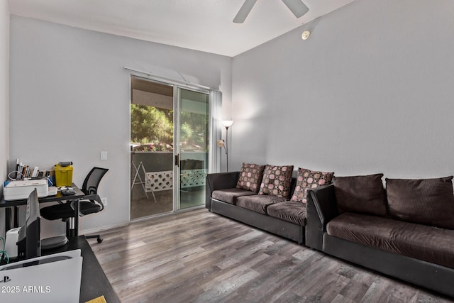 2929 W Yorkshire Dr Unit 2074, Phoenix, AZ 85027 - living area featuring wood finished floors and ceiling fan
