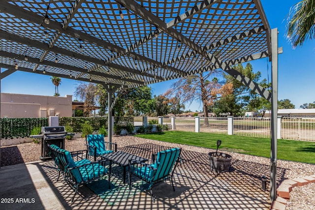 855 S Revolta Cir, Mesa, AZ 85208 - view of patio / terrace with area for grilling, a pergola, and a fenced backyard