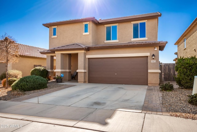 view of front of property with a garage