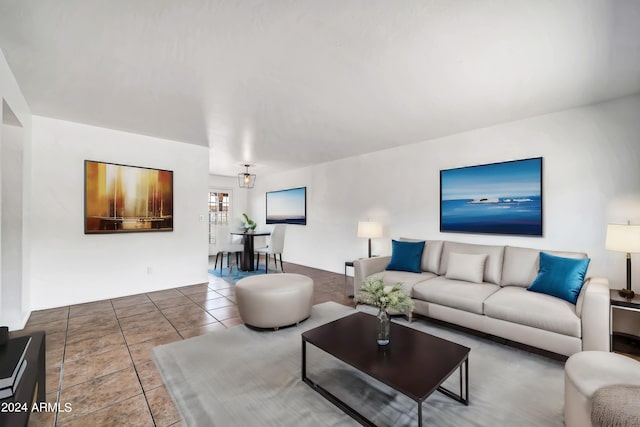 view of tiled living room