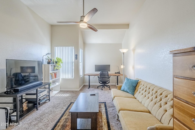 1331 W Baseline Rd Unit 360, Mesa, AZ 85202 - living area featuring a ceiling fan, an office area, carpet floors, and a textured wall