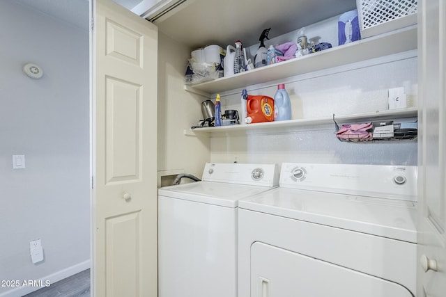 1331 W Baseline Rd Unit 360, Mesa, AZ 85202 - laundry room featuring independent washer and dryer and wood finished floors