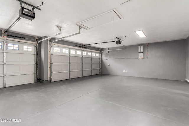 garage with a garage door opener